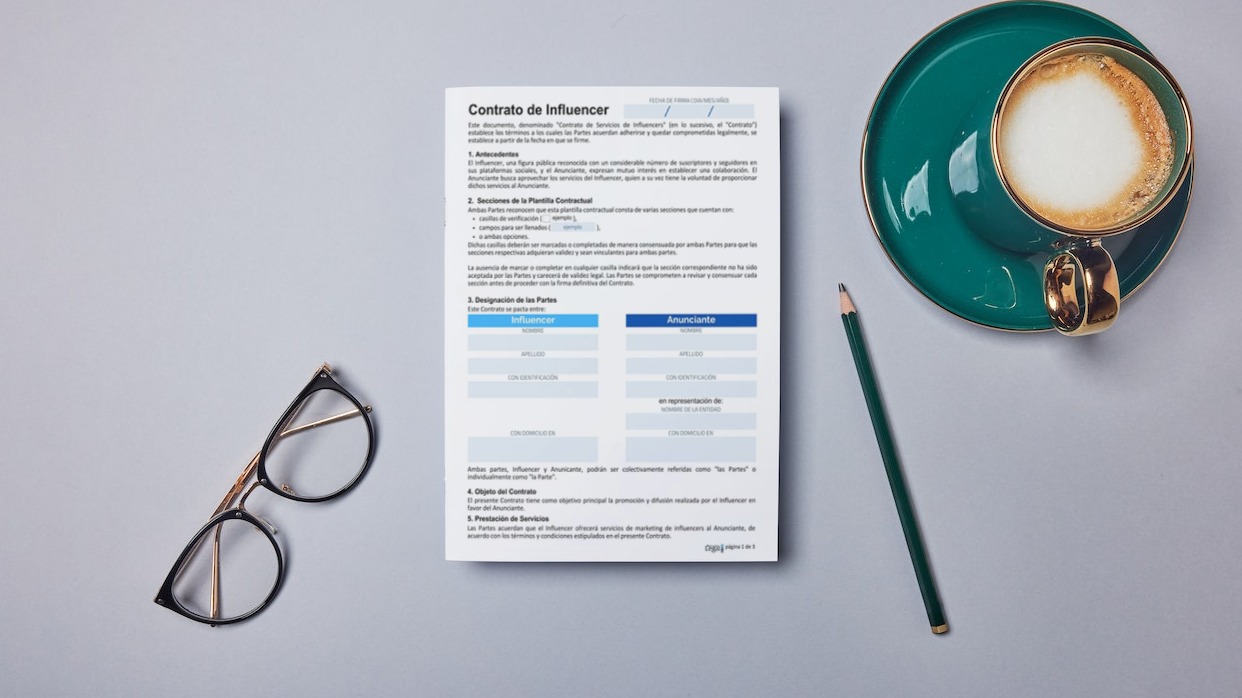 Plantilla de contrato de influencer | gratuito